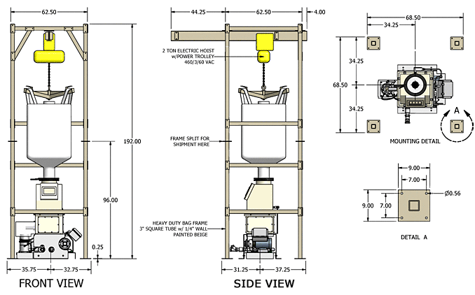 Powdercat NP Series Bulk Bag Dimensions